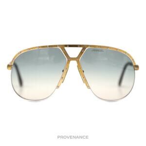 Gold Metal Aviator Sunglasses with Gradient Blue Lenses